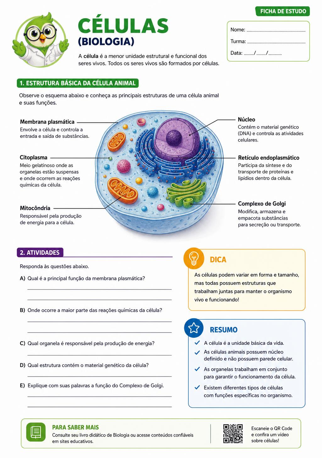 Amostra de apostila sobre Células (Biologia)