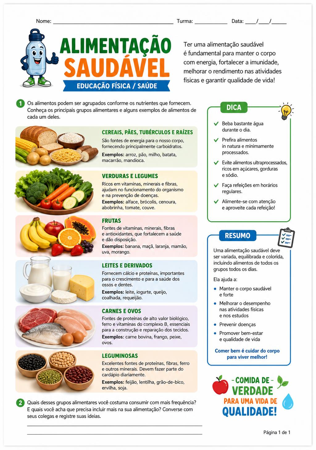 Amostra de apostila sobre Alimentação Saudável